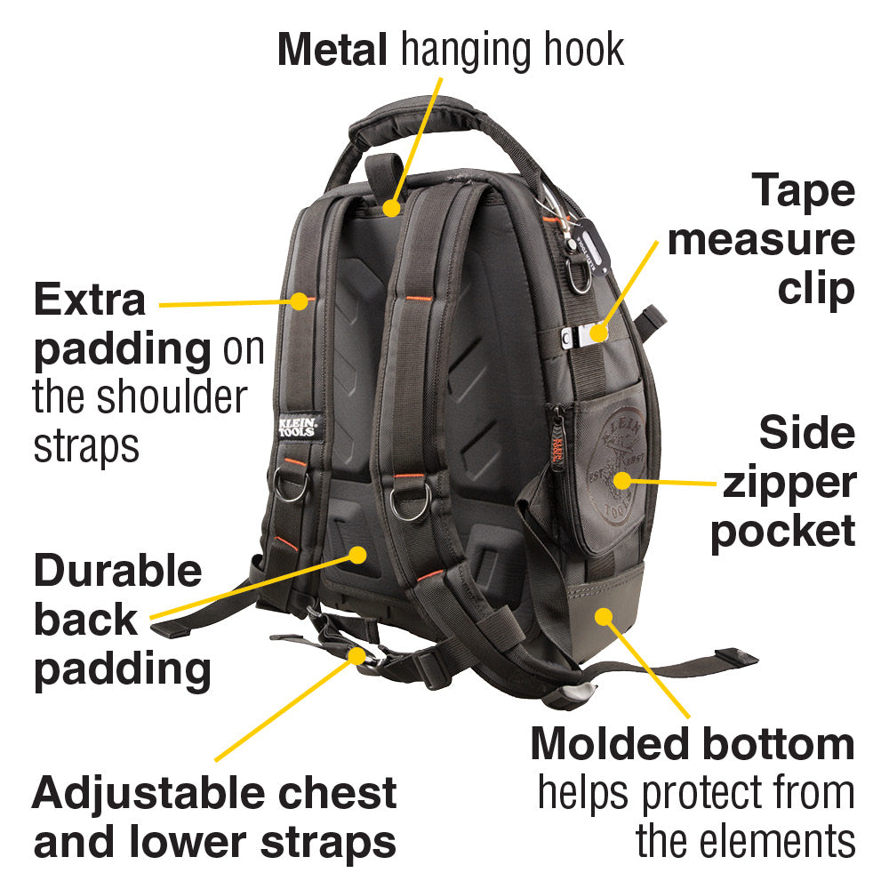 Klein Tools Tradesman Pro™ Tool Master Tool Bag Backpack, 48 Pockets, 19.5-Inch
