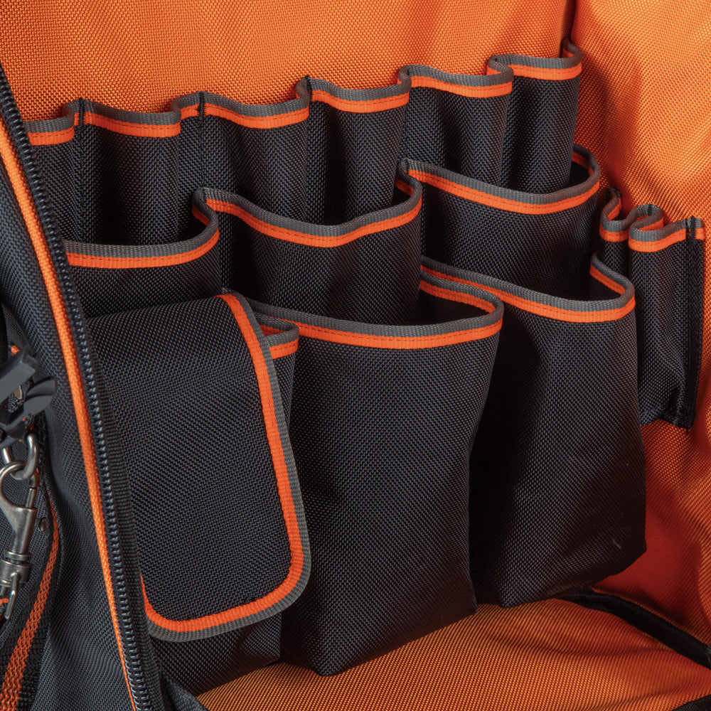 Klein Tools Tradesman Pro Tool Station Tool Bag Backpack with Built-In Work Light