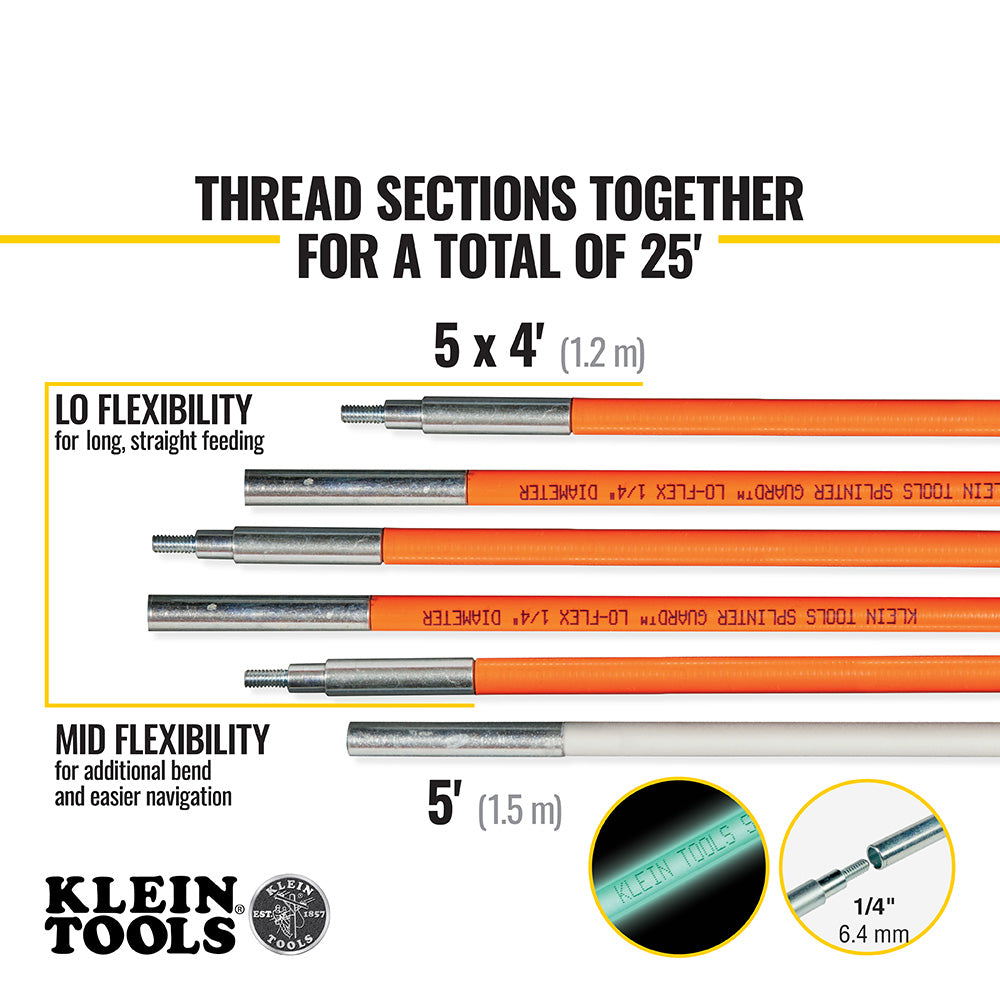 Klein Tools Fish and Glow Rod Set, 25-Foot