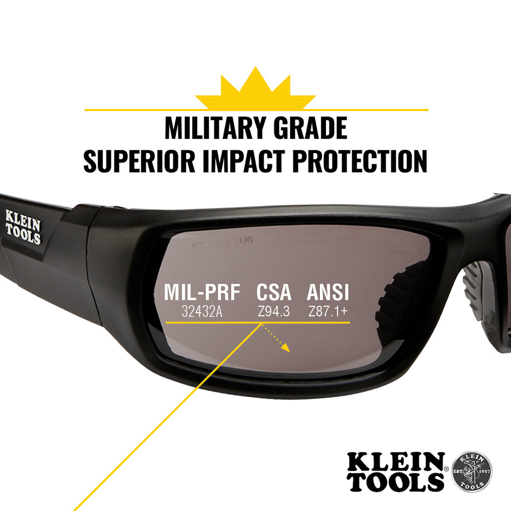Klein Tools Professional Safety Glasses, Full Frame, Gray Lens