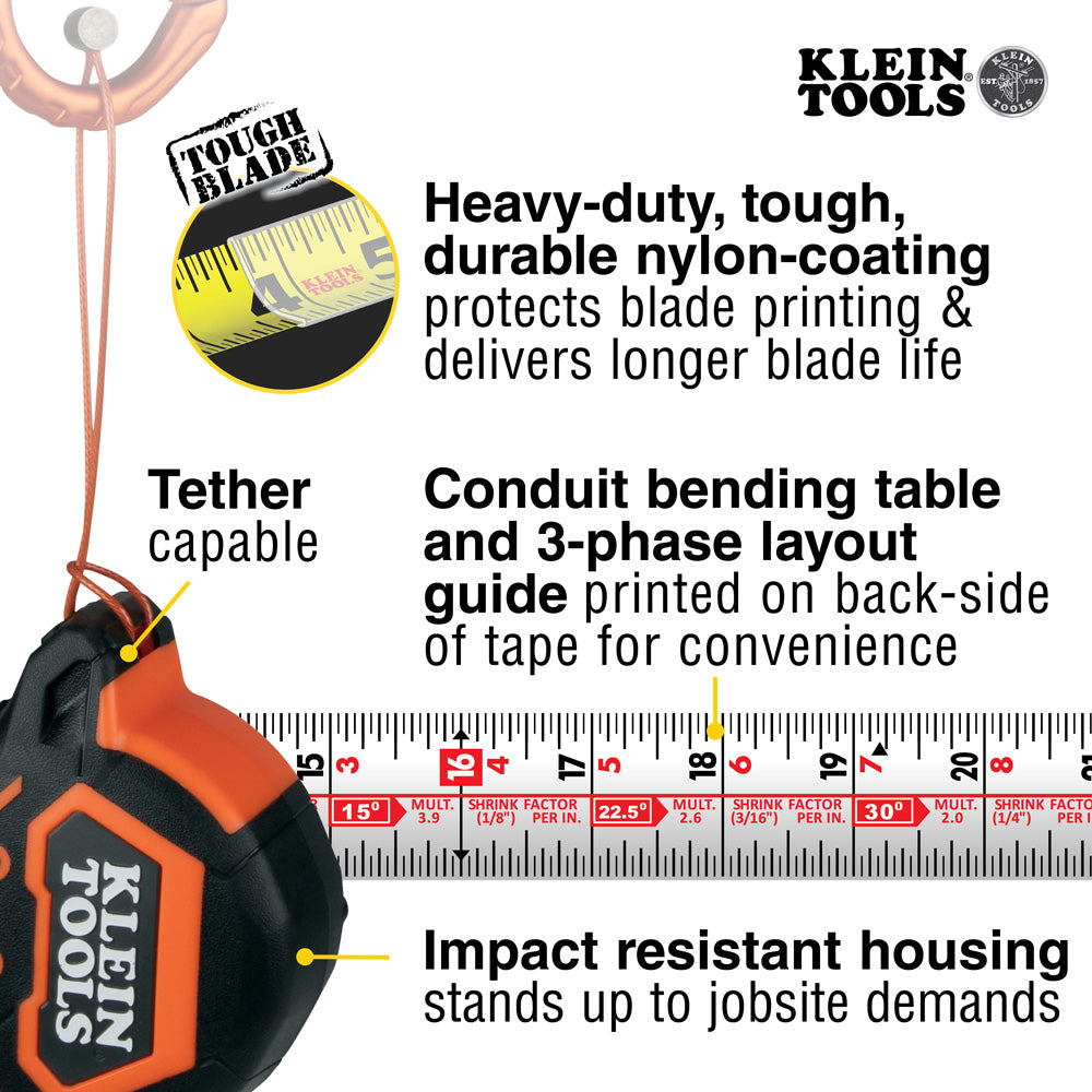 Klein Tools Tape Measure, 30-Foot Magnetic Double-Hook