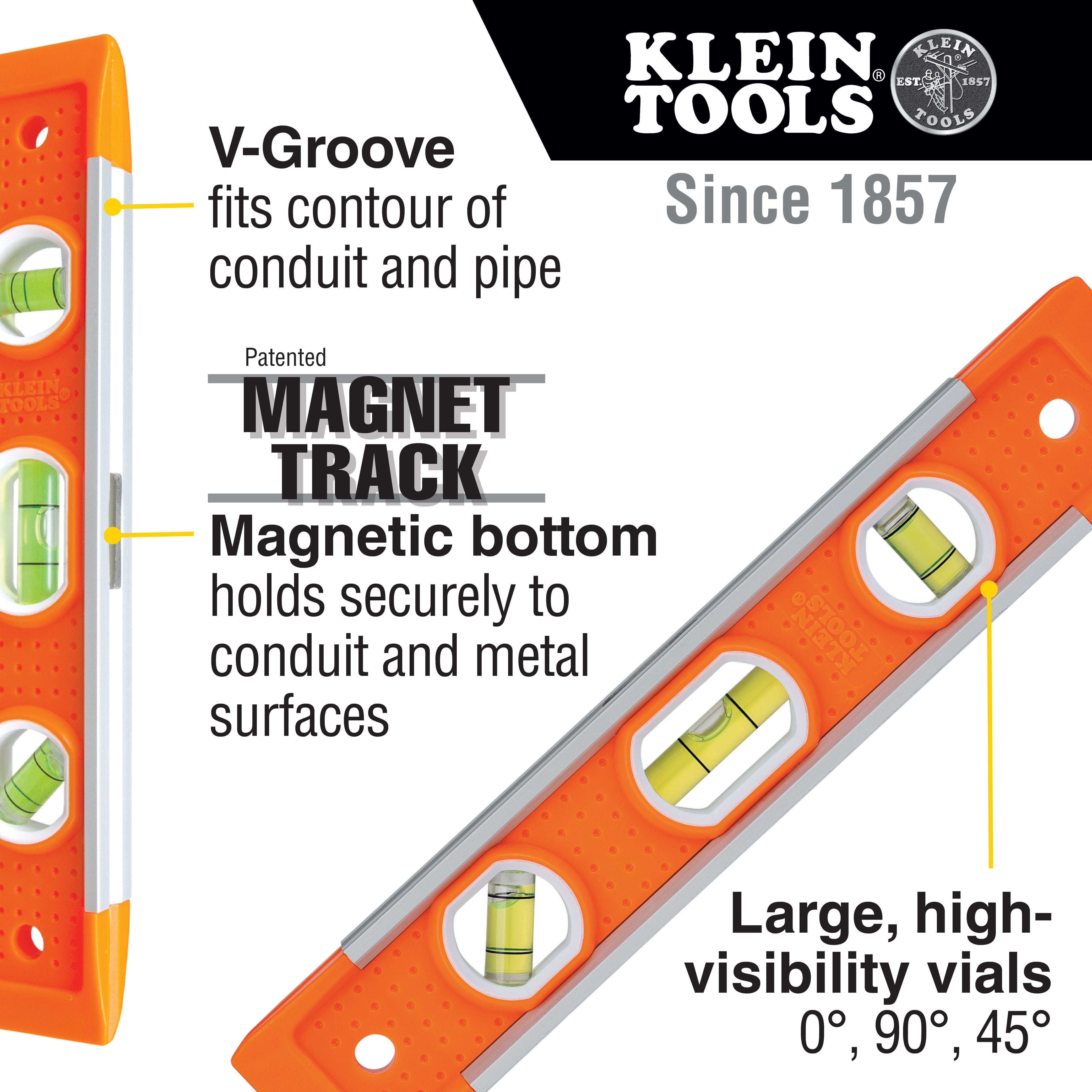 Klein Tools Torpedo Level, 3 Vial, 9-Inch