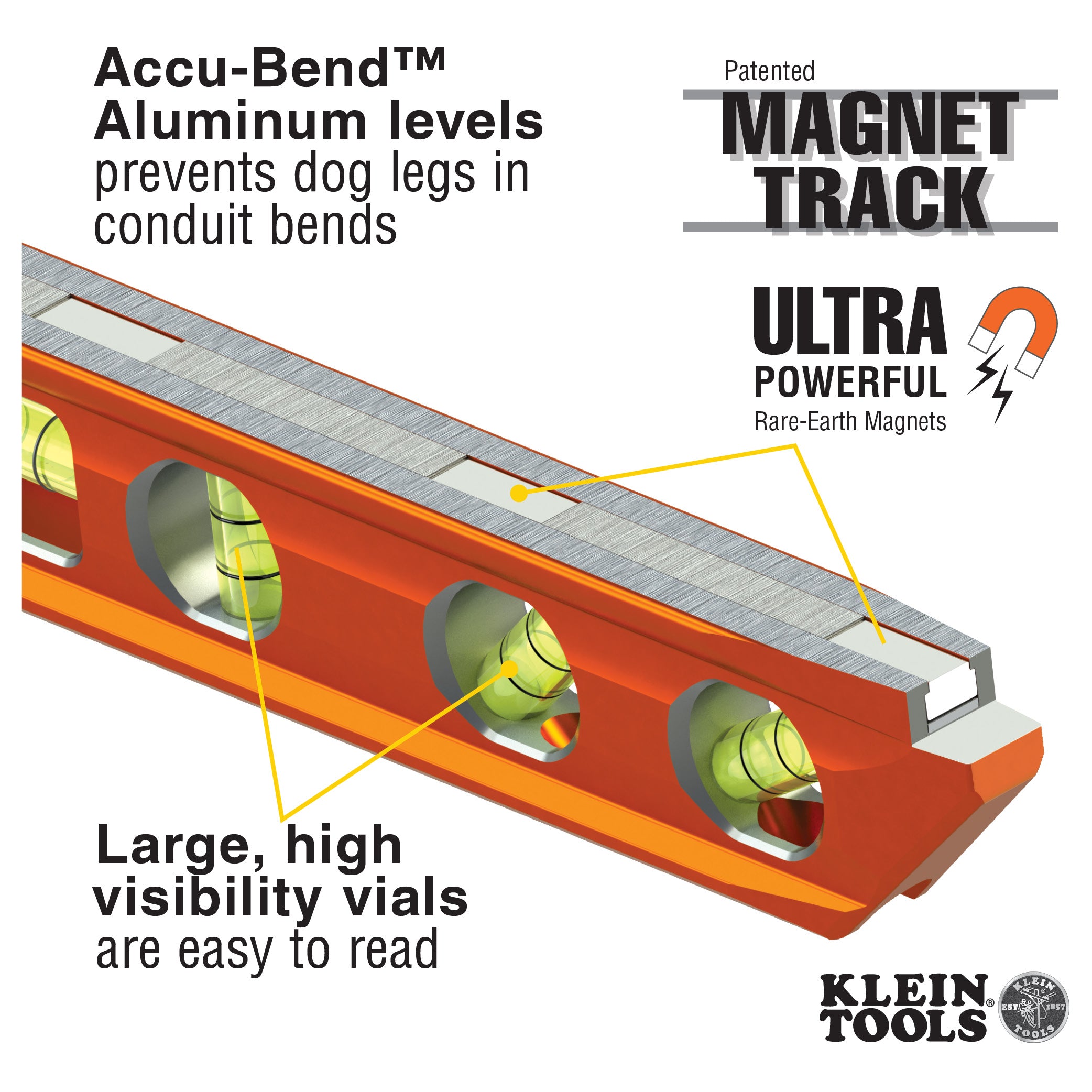 Klein Tools ACCU-BEND™ Level, 4 Vial