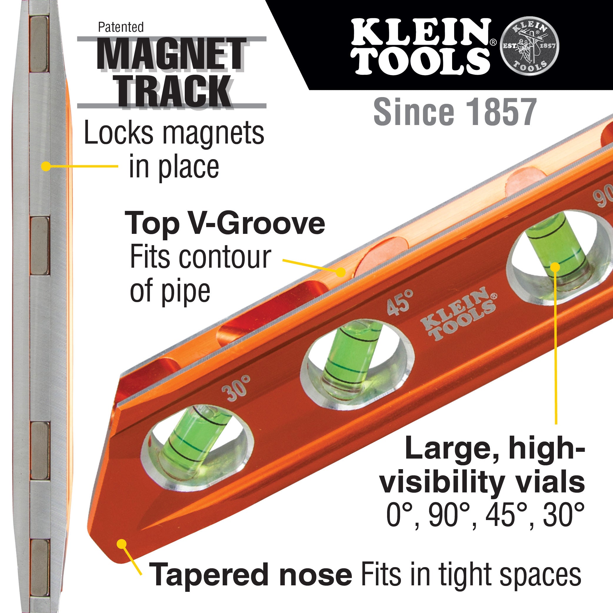 Klein Tools ACCU-BEND™ Level, 4 Vial