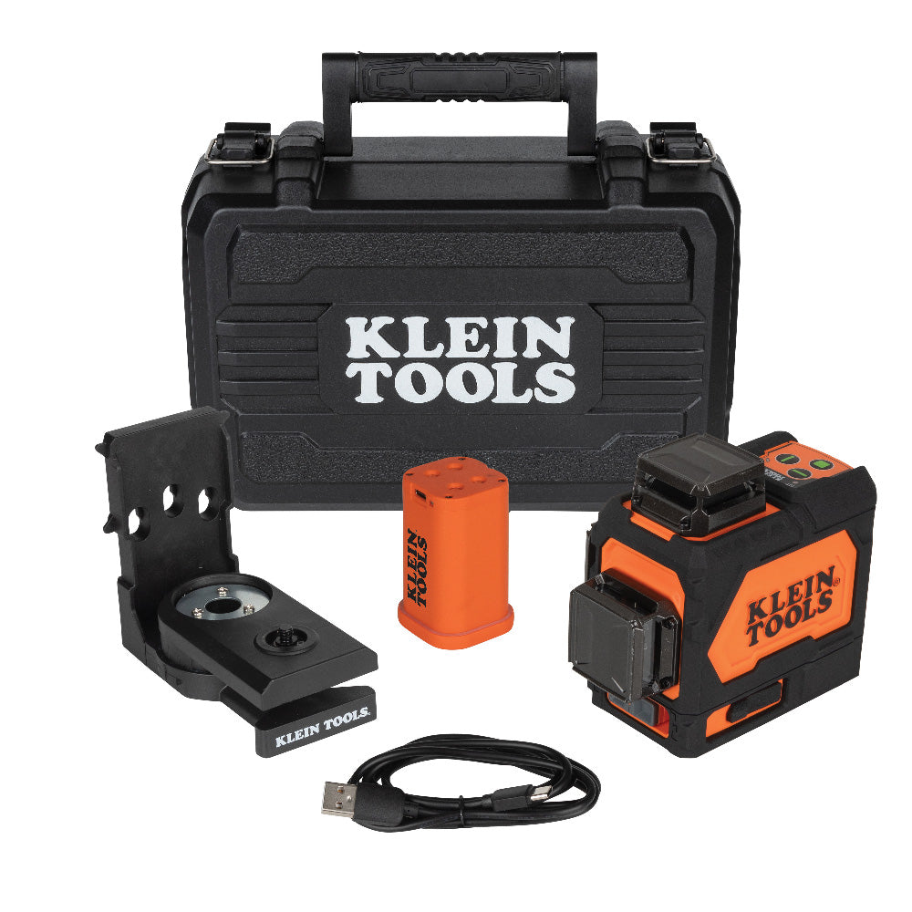 Klein Tools Rechargeable Self Leveling Green Planar Laser Level with Hard Carrying Case