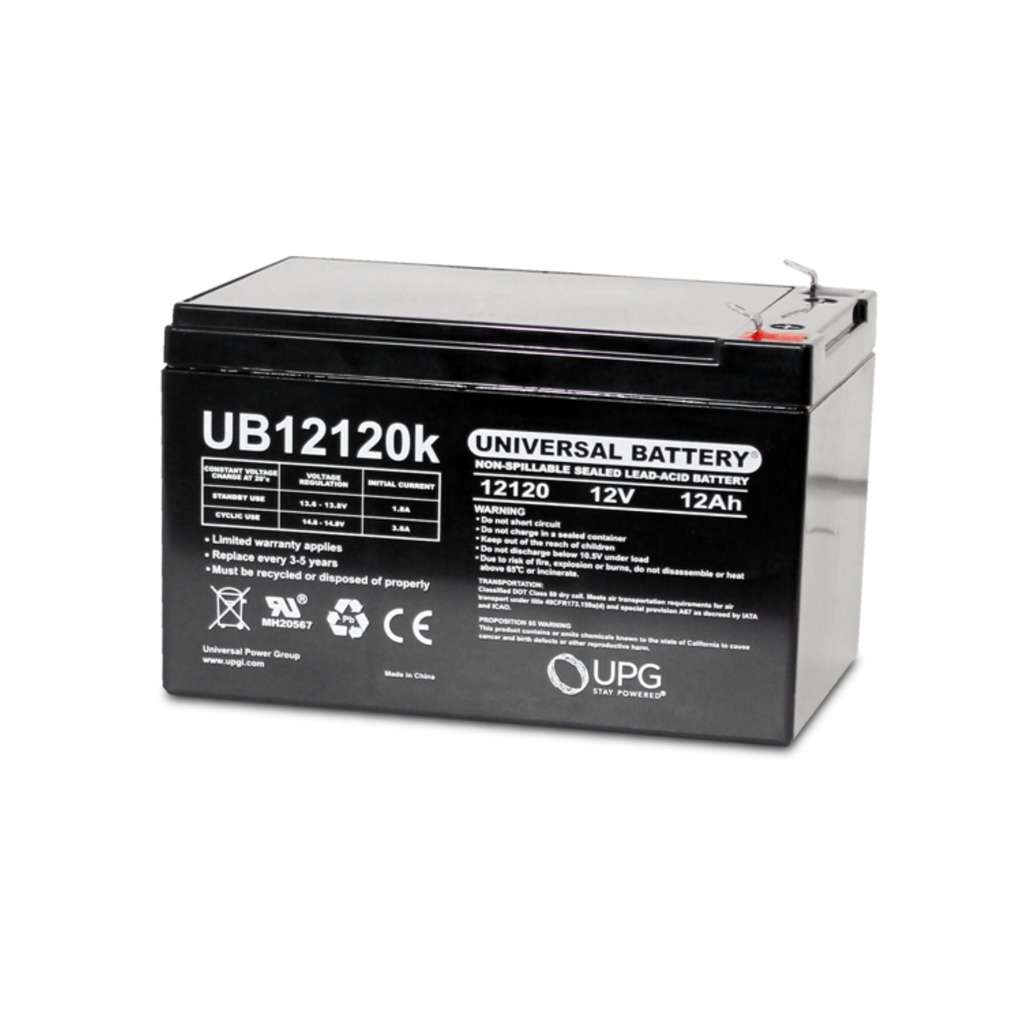 UPG Batteries Seal Lead Acid Battery 12 Volt 12 AH T2 Terminal