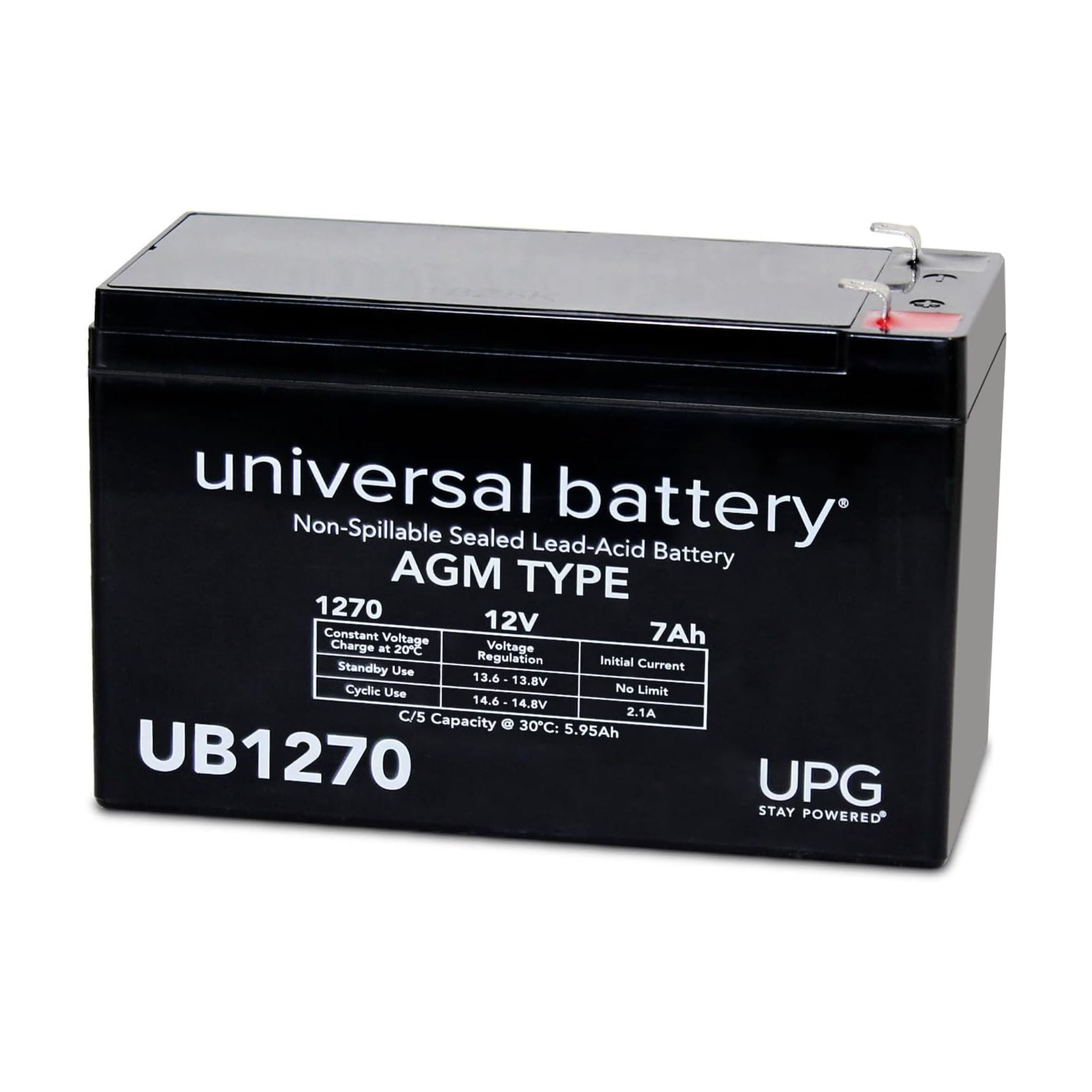 UPG Batteries Seal Lead Acid Battery 12 Volt 7.2 AH T2 Terminal