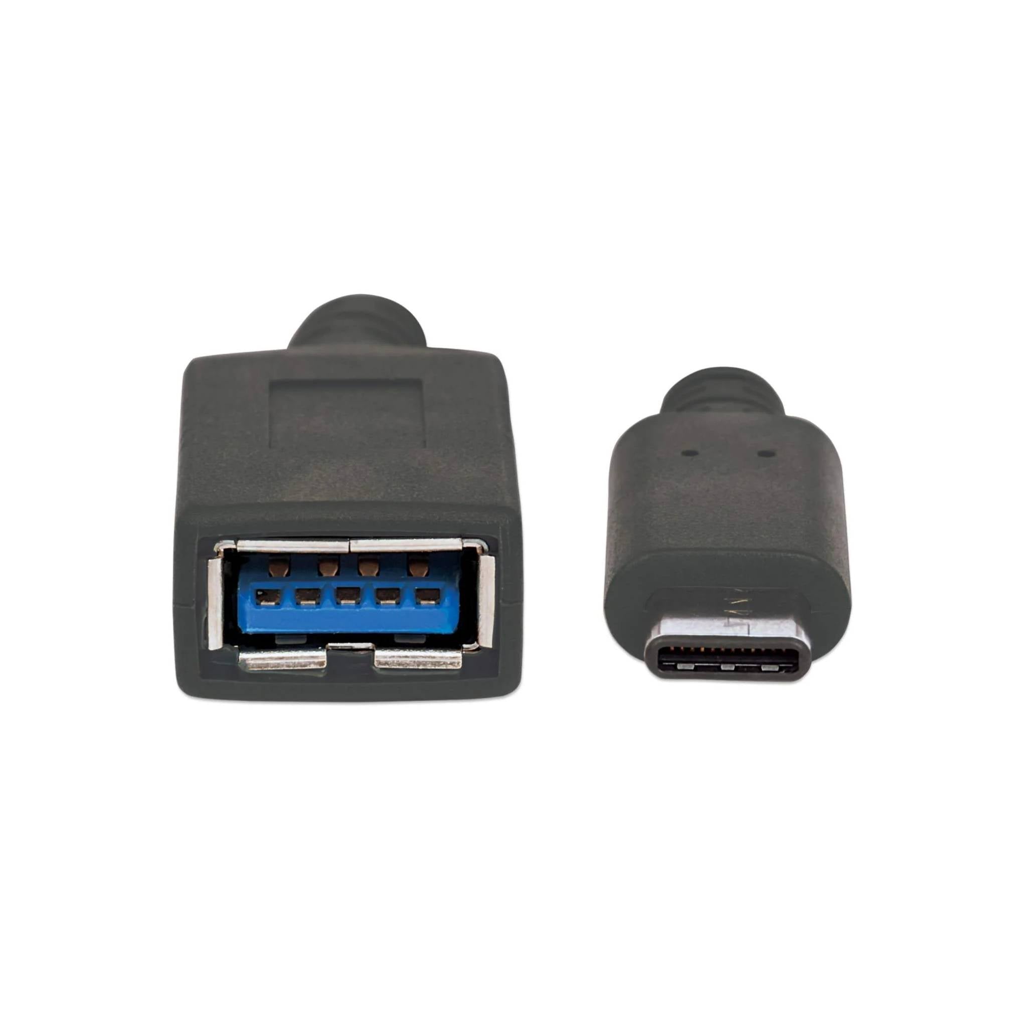 USB 3.2 Gen 1 Type-C Male to Type-A Female Adapter - High-Speed Data Transfer, USB-IF Certified, 6 Inches, Black