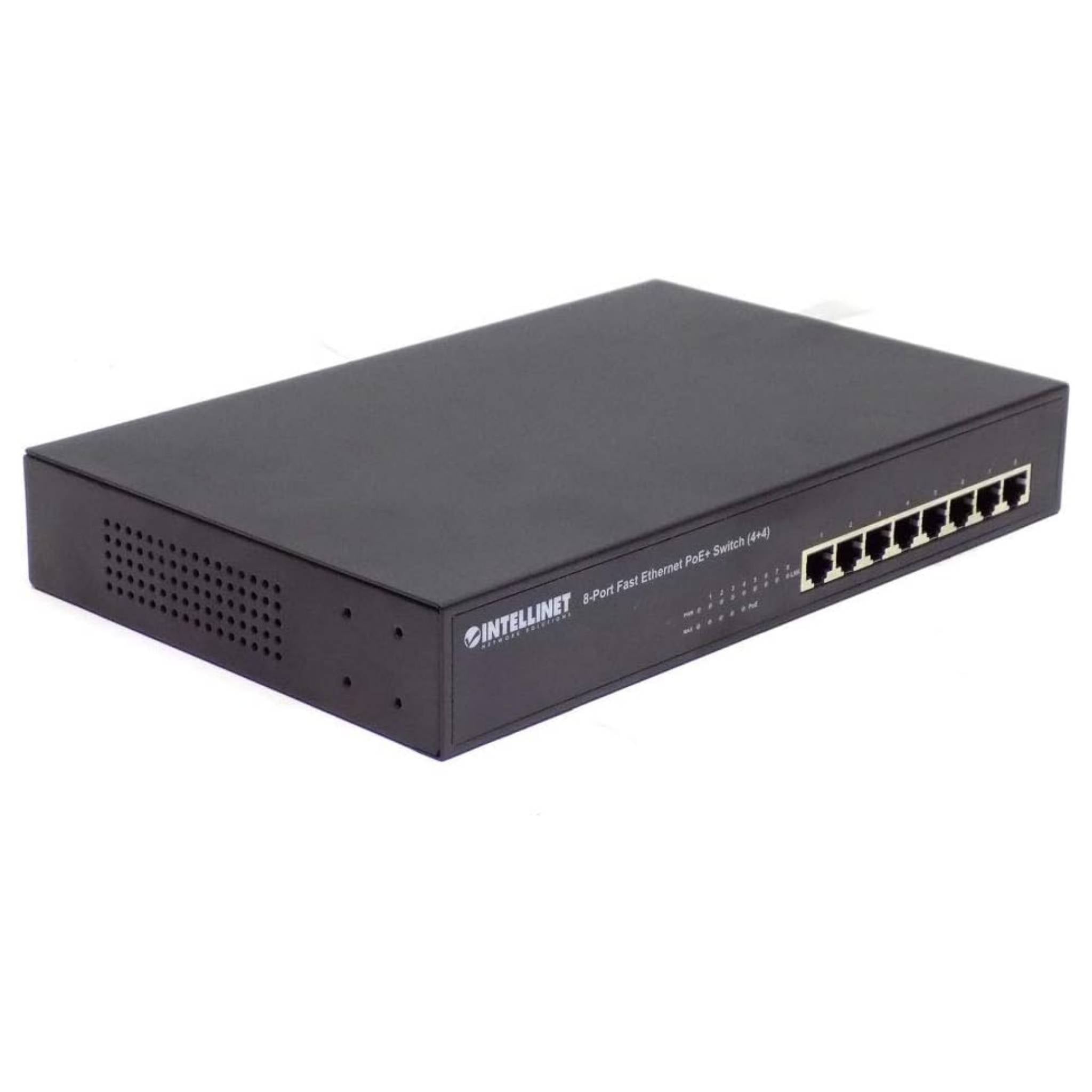8-Port Fast Ethernet POE+ Switch with 4 POE Ports and 4 Standard Ports in Rack-Mount Design