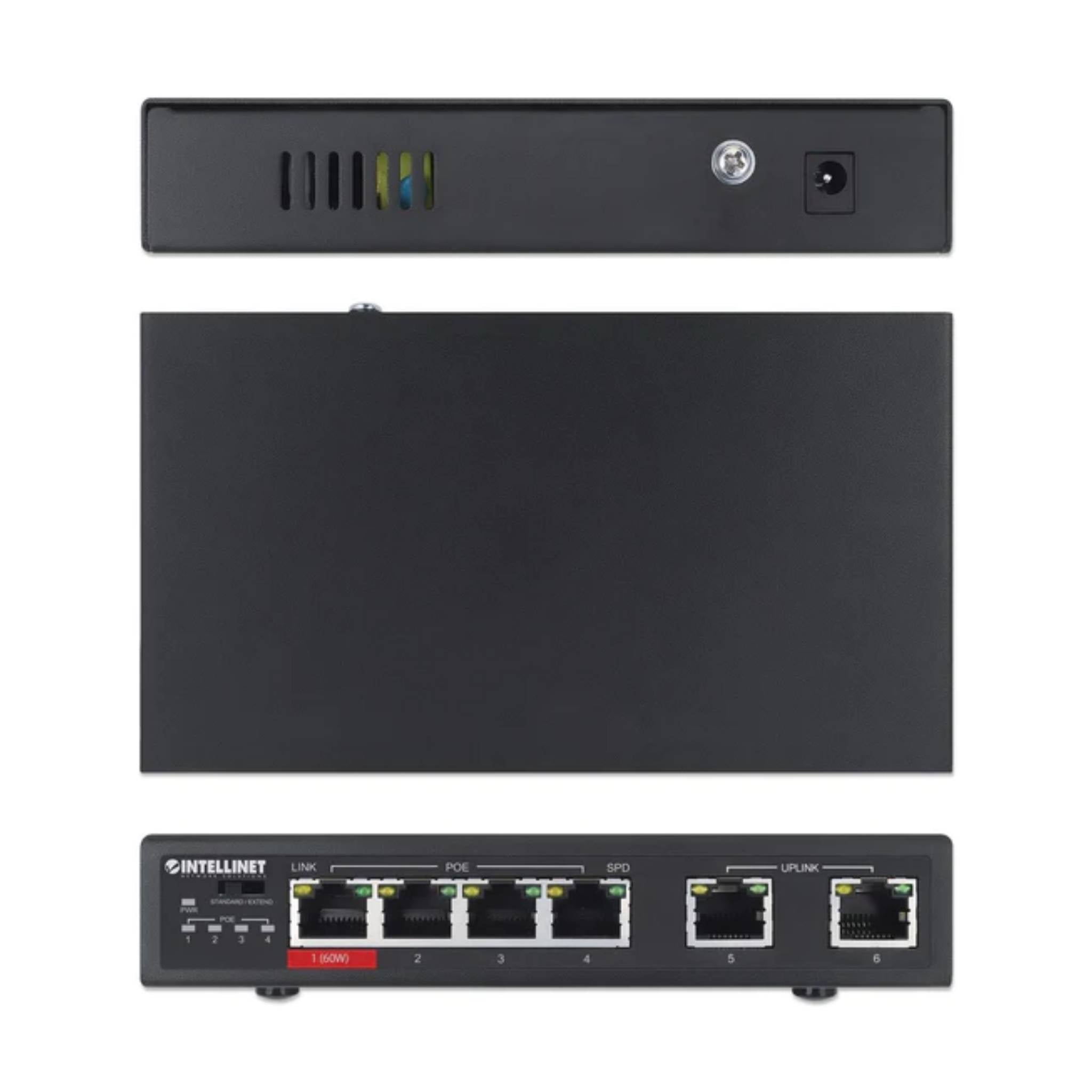 Intellinet 6-Port Fast Ethernet Switch with 4 PoE Ports (1 x High-Power PoE)