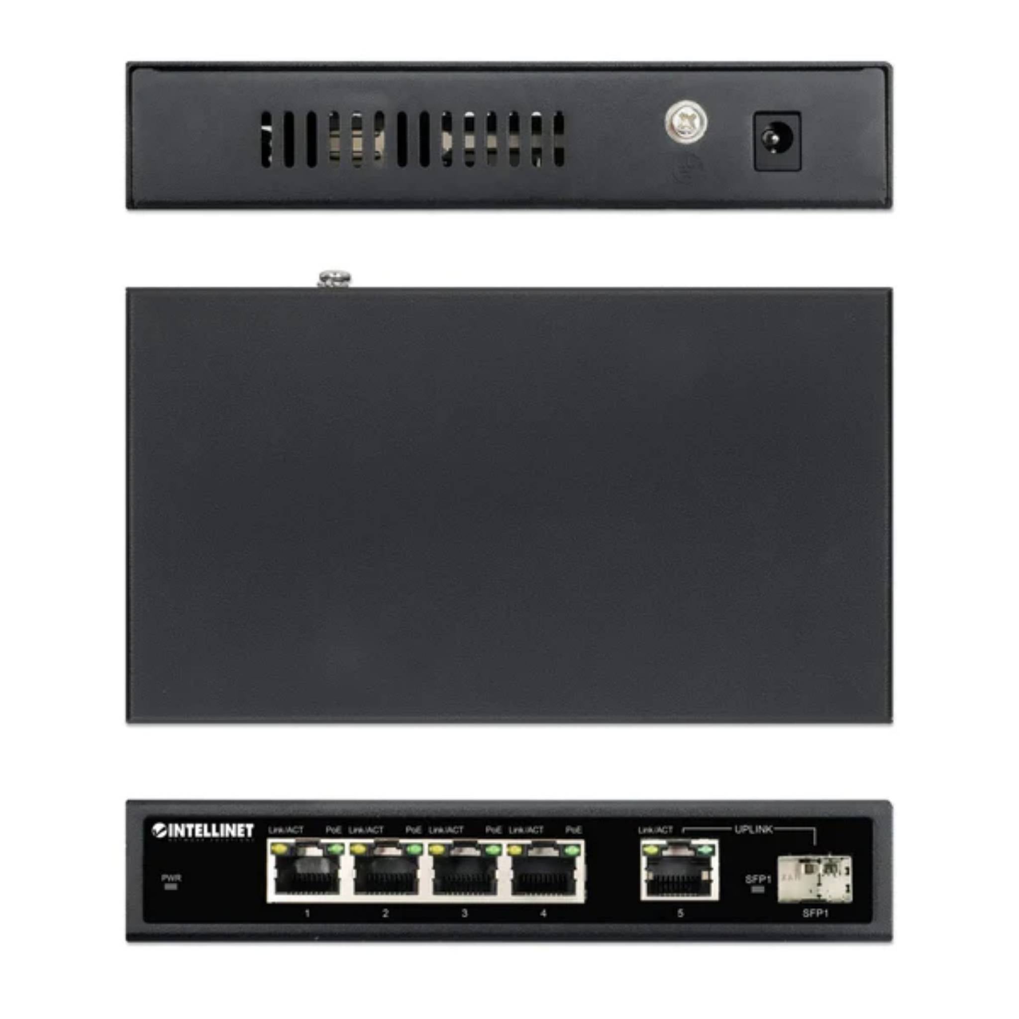 Intellinet 5-Port Gigabit Ethernet PoE+ Switch with SFP Port