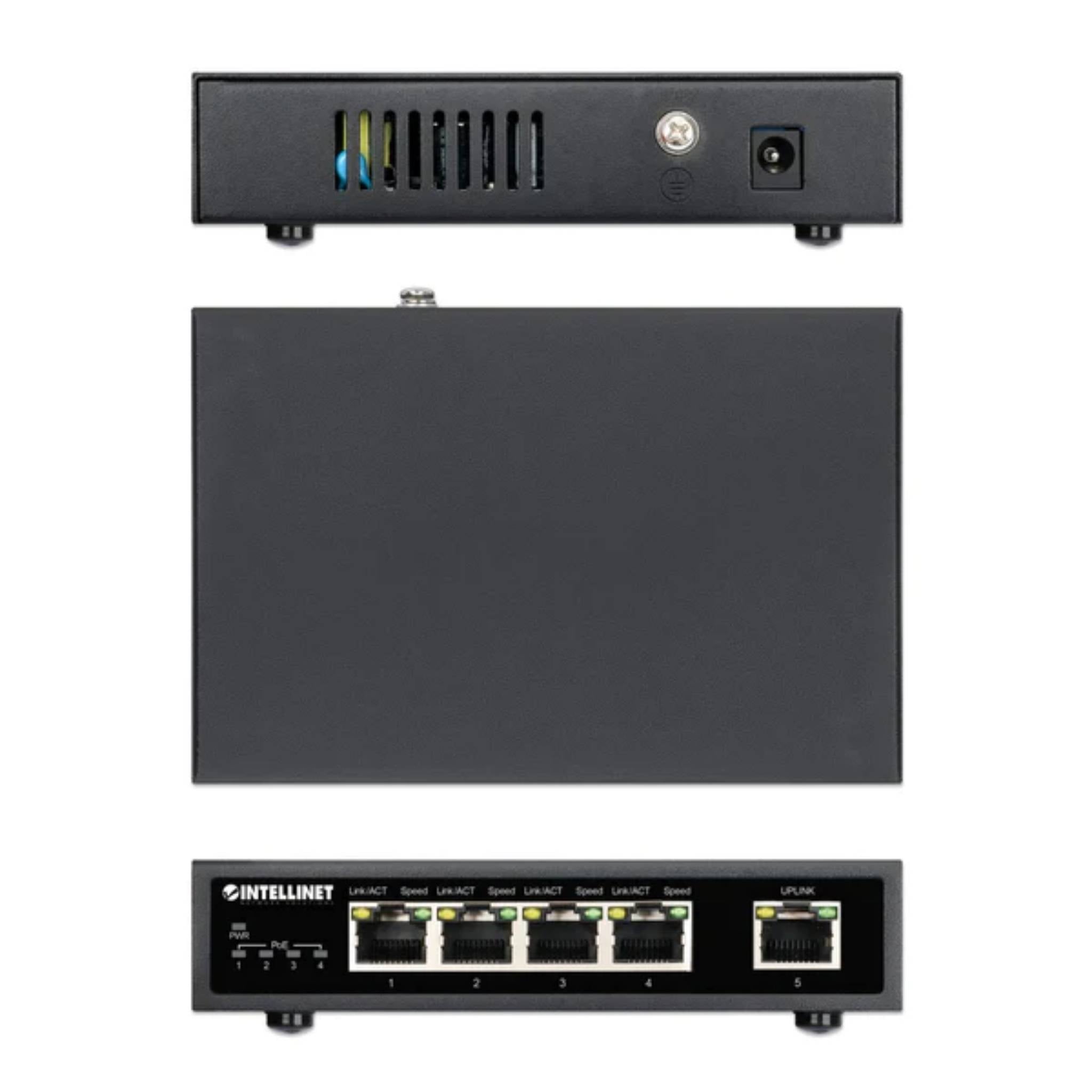 [561839] 5-Port Gigabit Ethernet PoE+ Switch Four PSE PoE Ports, IEEE 802.3at/af (PoE+/PoE) Compliant, PoE Power Budget up to 62 W, Desktop Format