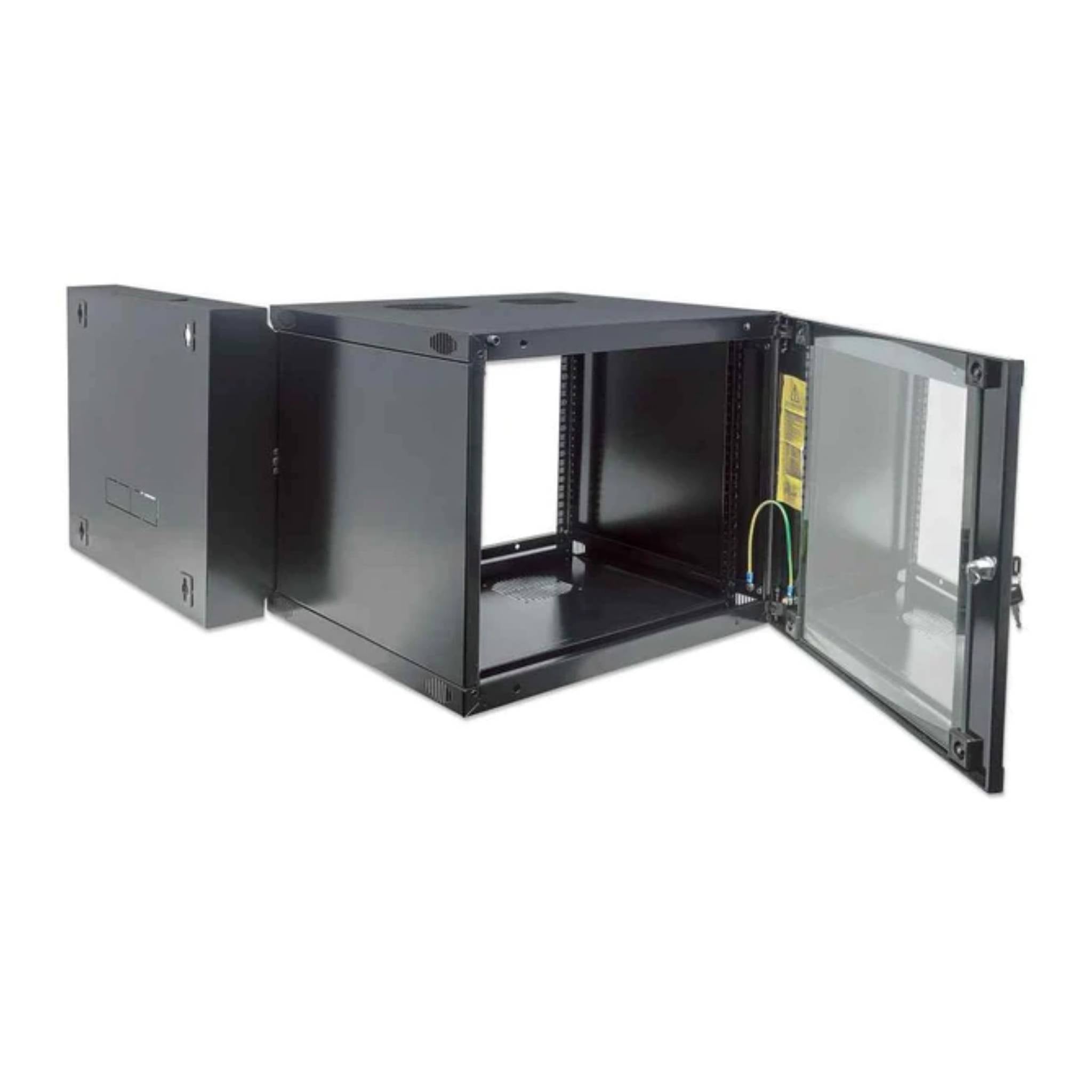 Intellinet Wall-Mount Double Section Cabinet 6U Flatpack Black 600mm Depth