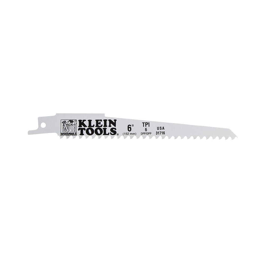 Klein Tools Reciprocating Saw Blades, 6 TPI, 6-Inch, 5-Pack