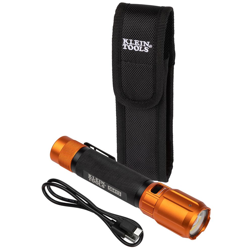 Klein Tools Rechargeable 2-Color LED Flashlight with Holster