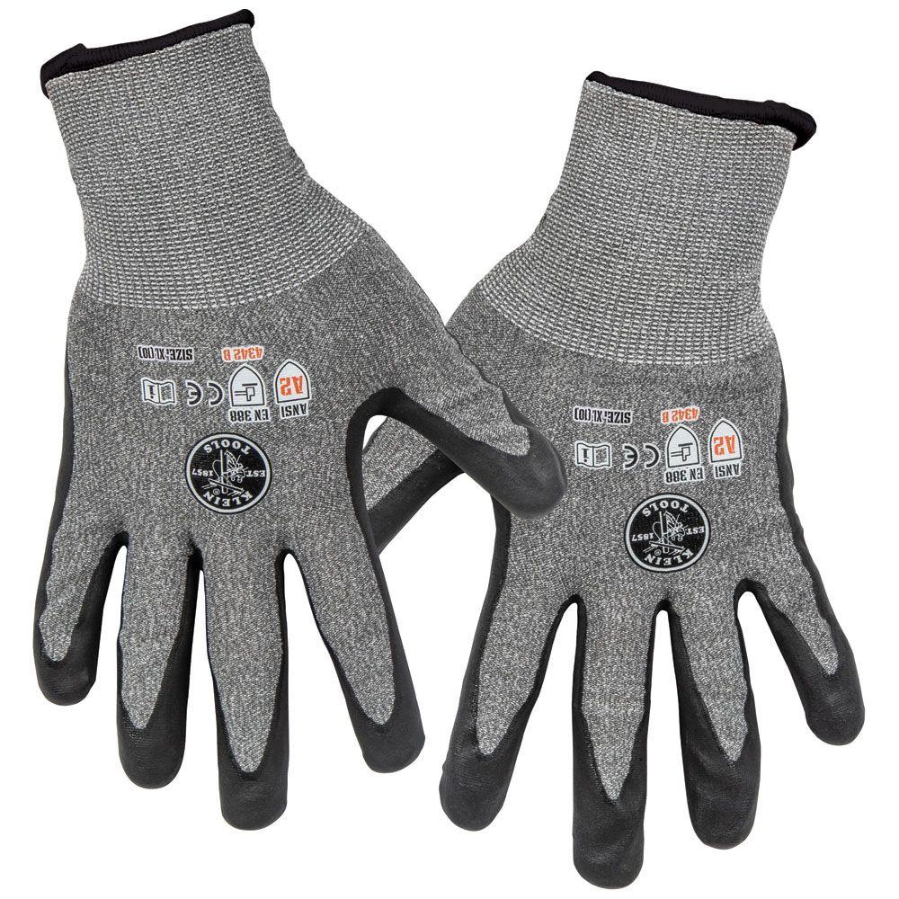 Work Gloves, Cut Level 2, Touchscreen, X-Large, 2-Pair - Klein Tools