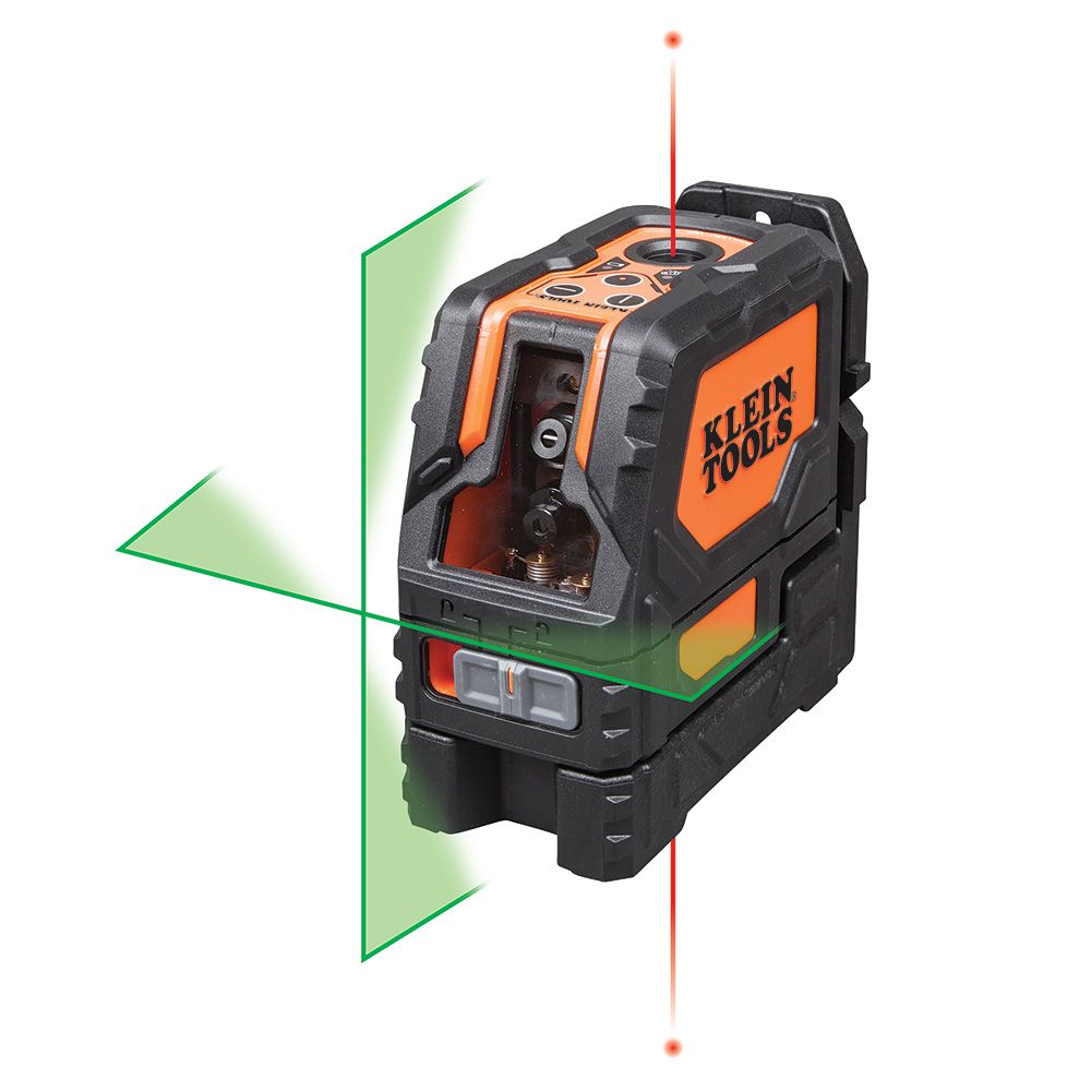 Laser Level, Self-Leveling Green Cross-Line and Red Plumb Spot - Klein Tools