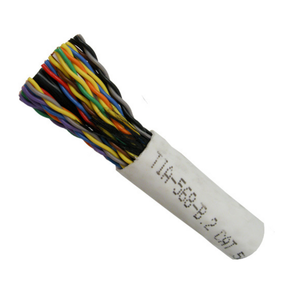 25 Pair Riser Cable 25 Pair (Multi-pair) CAT5E Power Sum Communications Cable, White, 500F