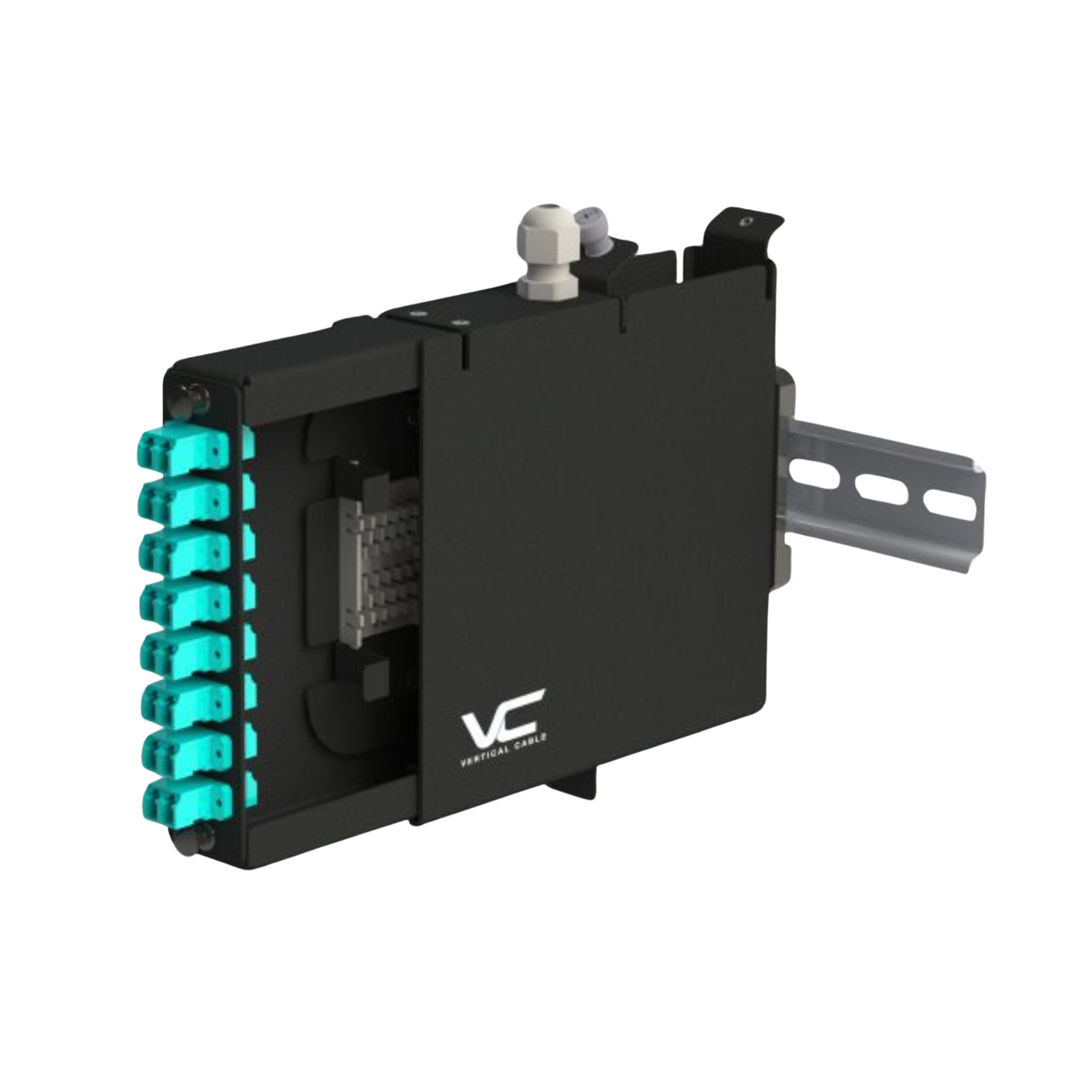 DIN-Rail Modular LGX Optic Fiber Cassette. Mountable universal cassette, compatible with standard LGX-format adapter plates
