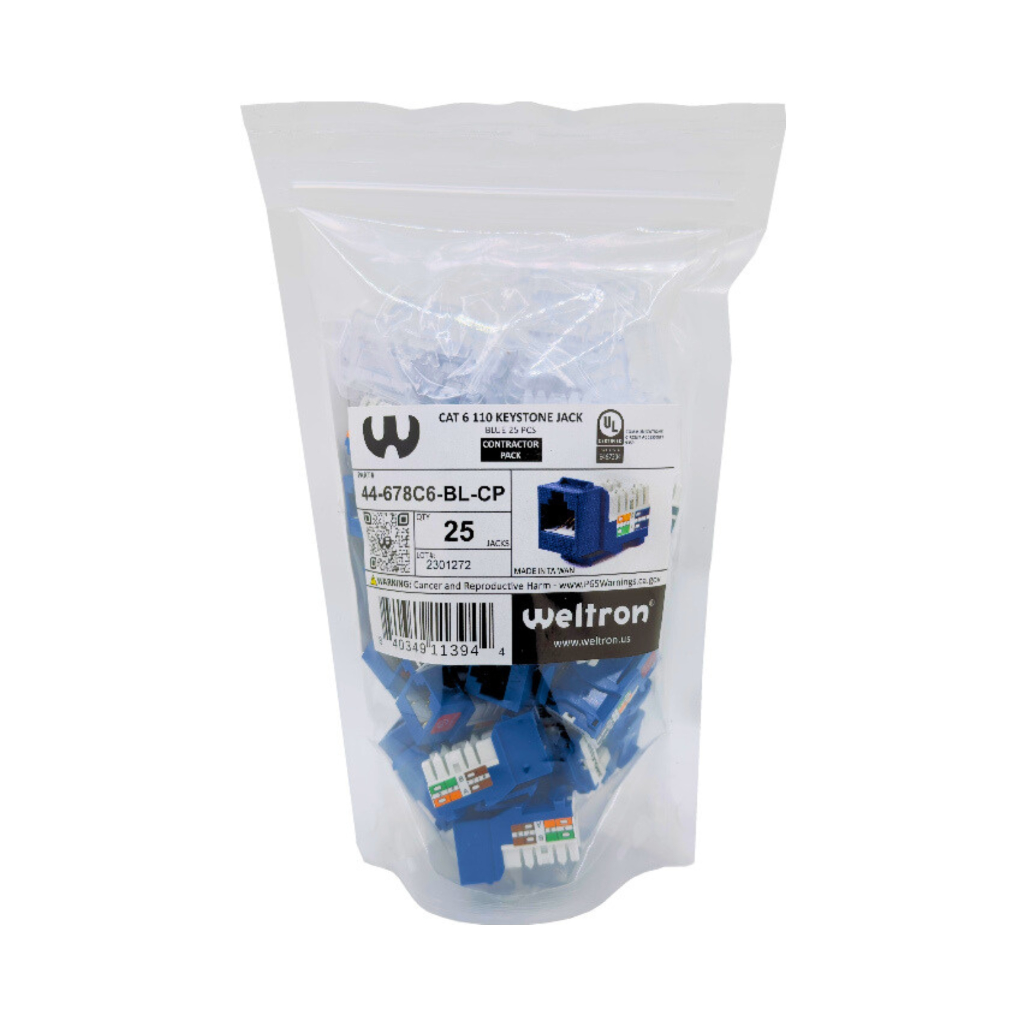 Weltron Category 6 Keystone Punch Down Jack Contractor Pack