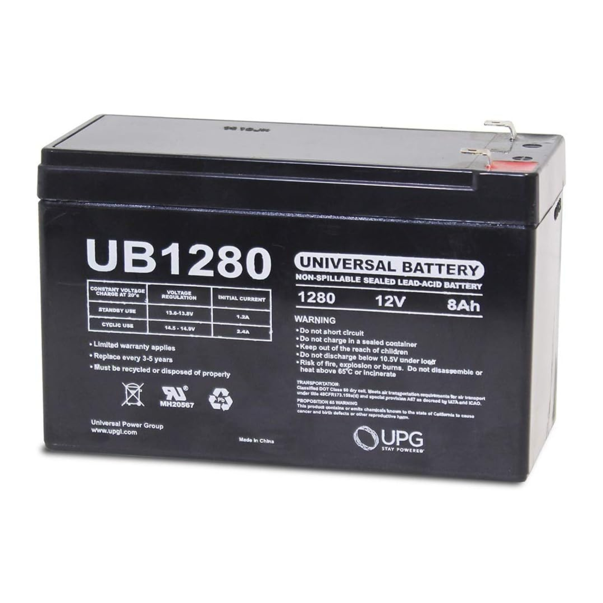 UPG Batteries Seal Lead Acid Battery 12 Volt 8 AH T1 Terminal