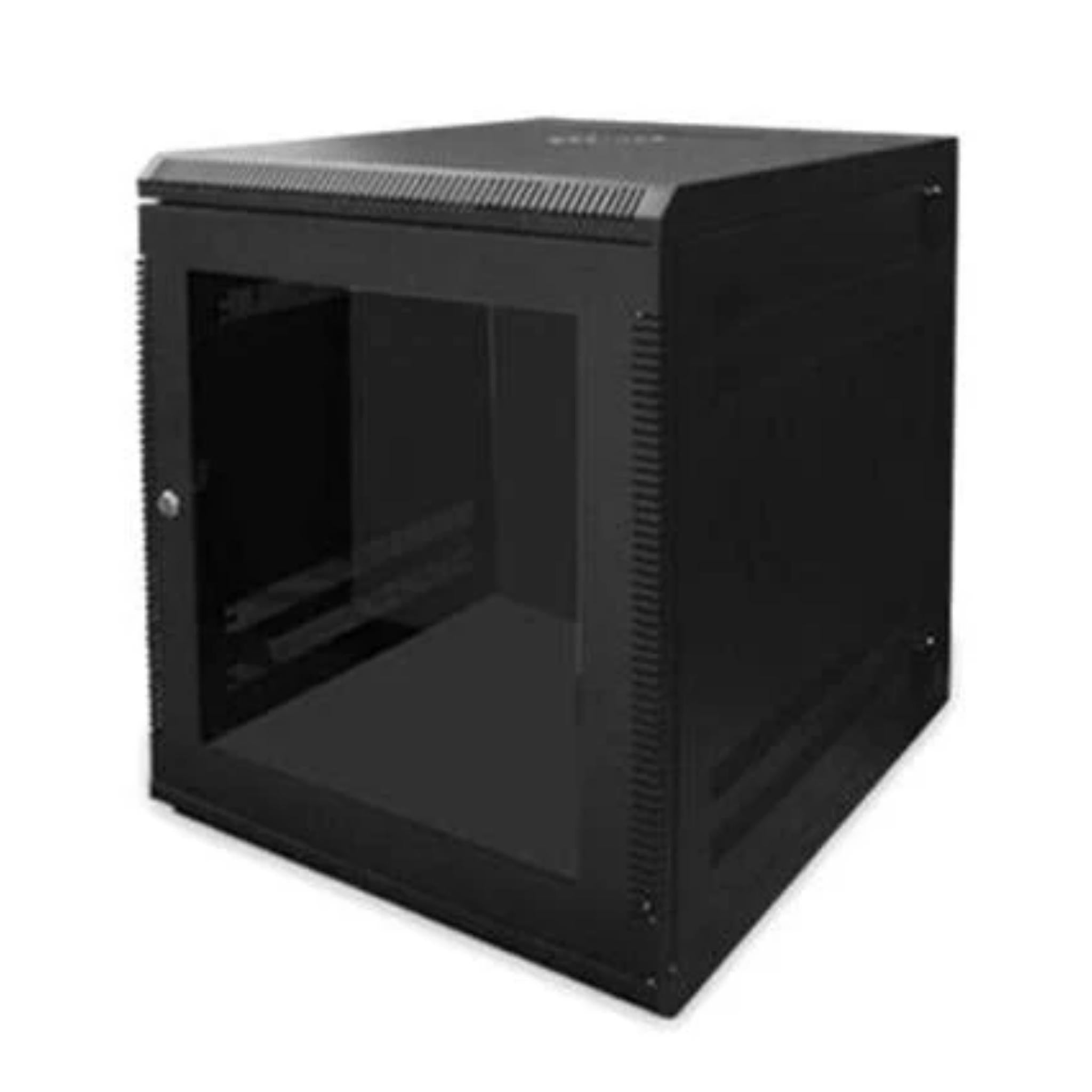 "Premium 12U Network Server Rack with Heavy Duty Steel Frame, Tempered Glass Door, and Reversible Handing for Enhanced Cooling"