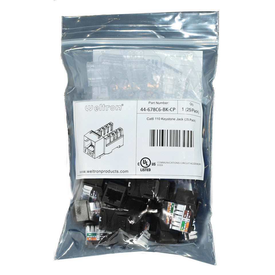 Weltron Category 6 Keystone Punch Down Jack Contractor Pack