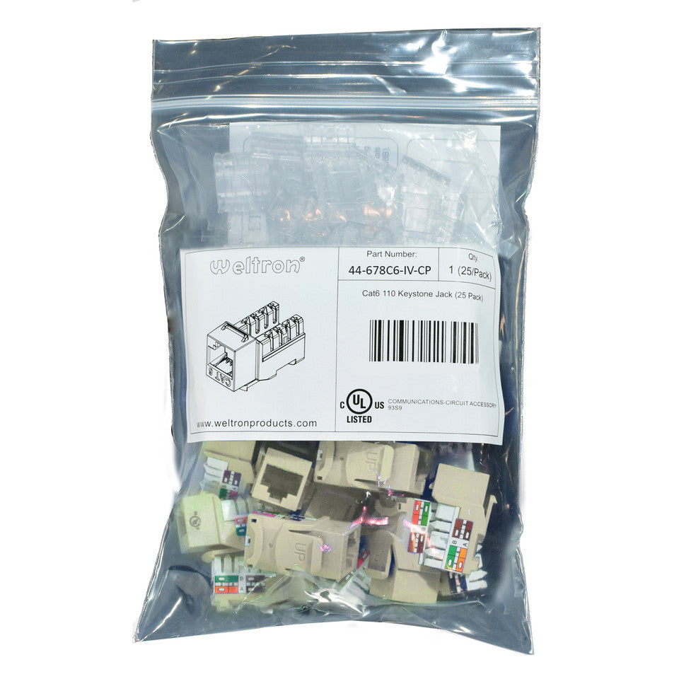 Weltron Category 6 Keystone Punch Down Jack Contractor Pack