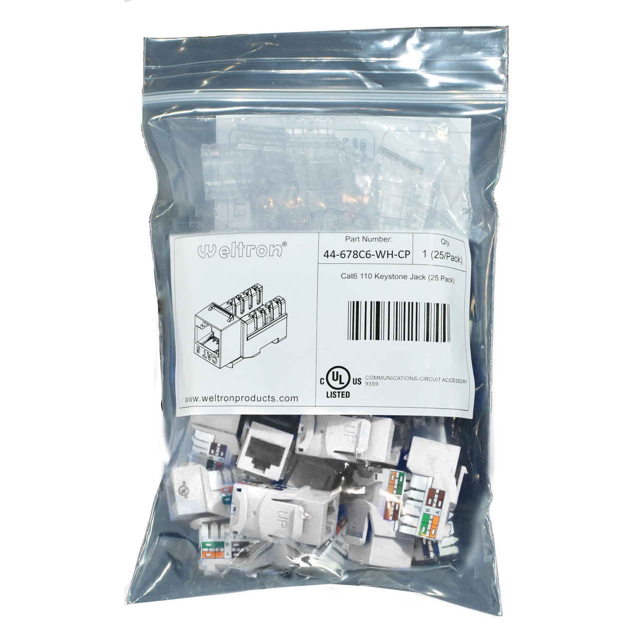 Weltron Category 6 Keystone Punch Down Jack Contractor Pack
