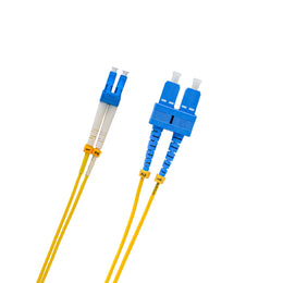 Yellow Single-Mode LC-to-LC Fiber Optic patch cable for high-bandwidth data transmission