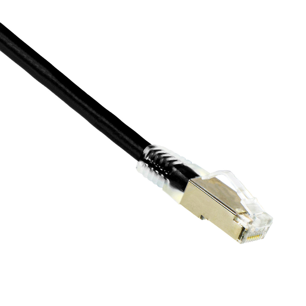 1FT Black Category 6A CM Shielded S/FTP 26AWG Patch Cable