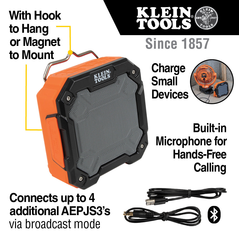 Klein Tools Bluetooth® Jobsite Speaker with Magnet and Hook