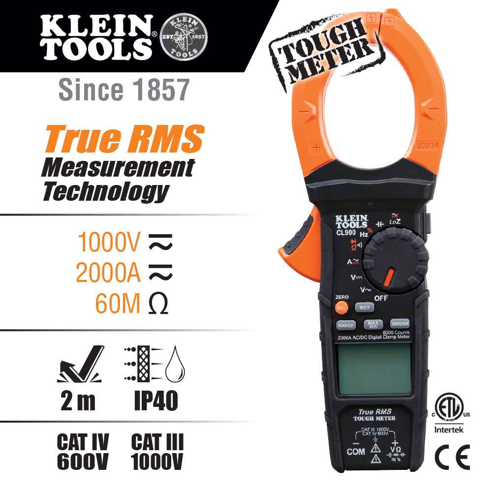 Klein Tools Clamp AC & DC TRMS 2000A