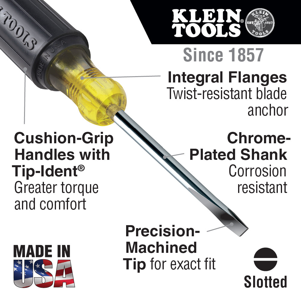 Klein Tools 3/16-Inch Cabinet Tip Screwdriver 4-Inch