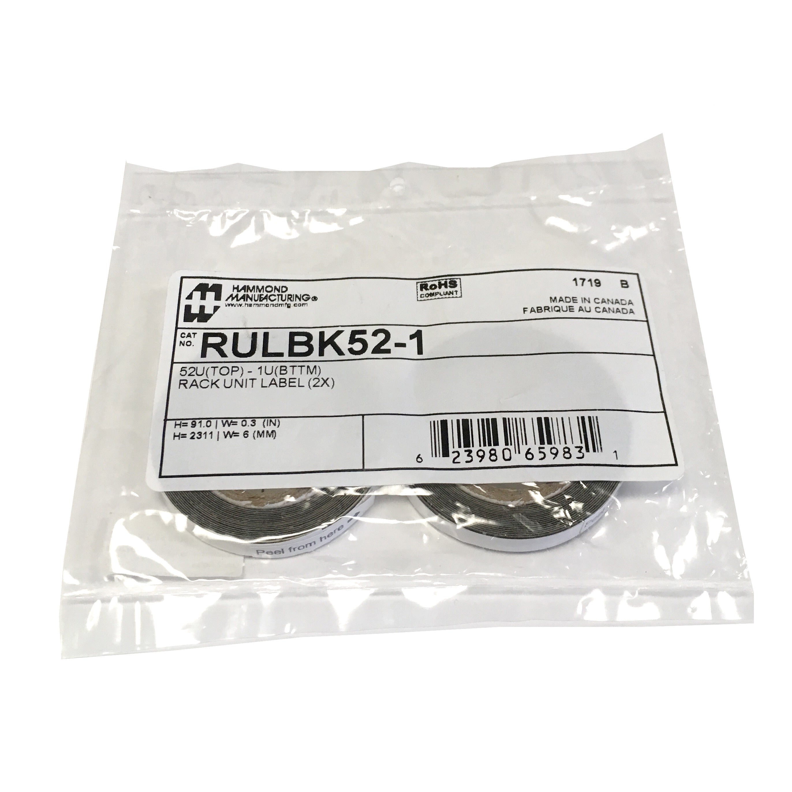 Hammond 52U(T)-1U(BTM) RU LABEL 2-PACK