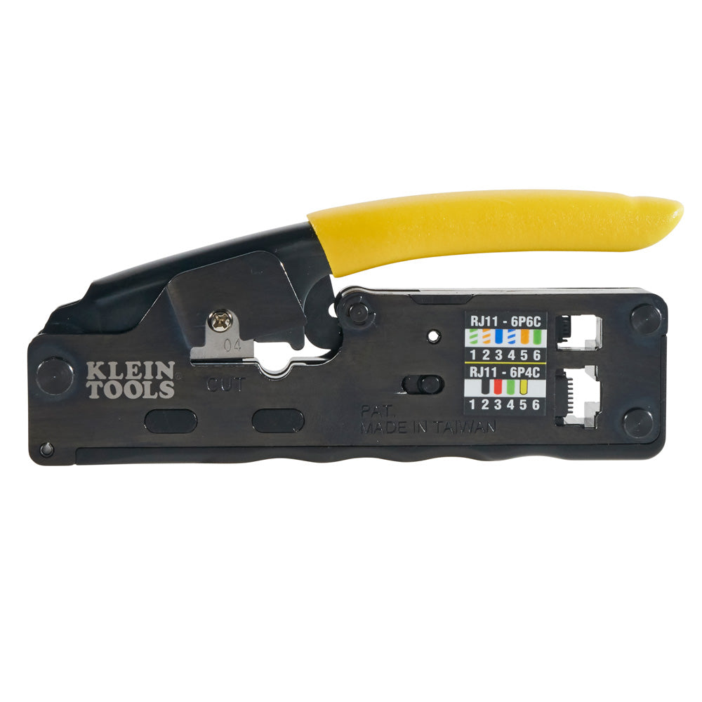Klein Tools Ratcheting Data Cable Crimper / Stripper / Cutter, Compact