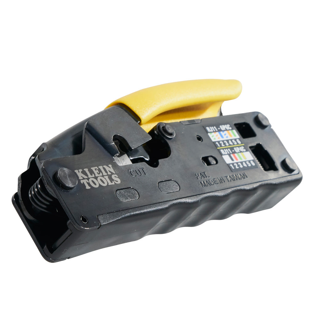 Klein Tools Ratcheting Data Cable Crimper / Stripper / Cutter, Compact