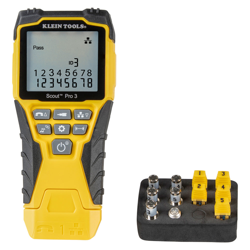 Klein Tools Cable Tester Kit with Scout Pro 3 Tester, Remotes, Adapter, Battery